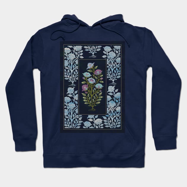 Rose garden (indigo) Hoodie by grendgallery